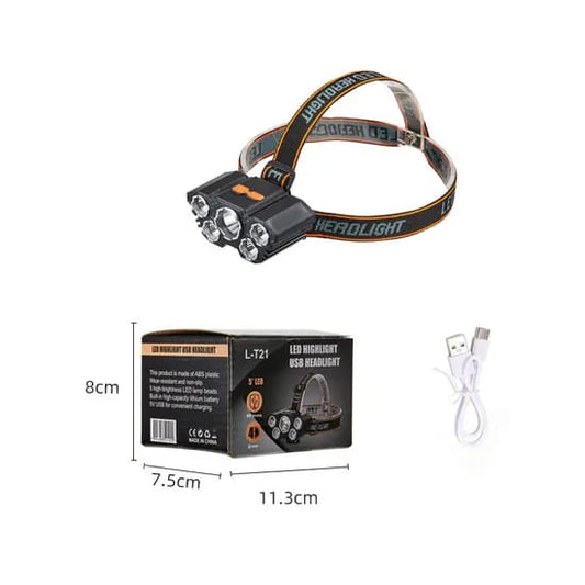 L-T21 Rechargeable LED Headlight with Motion Sensor & USB Fast Charging