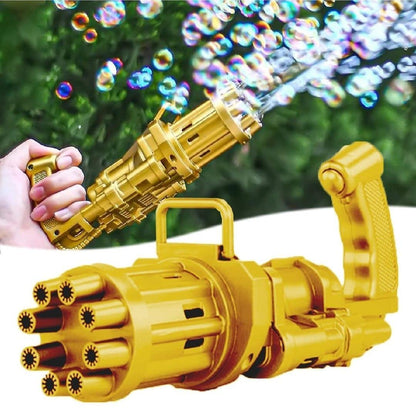 Electric Gatling Bubble Gun – 8-Hole Automatic Bubble Blaster Toy for Kids