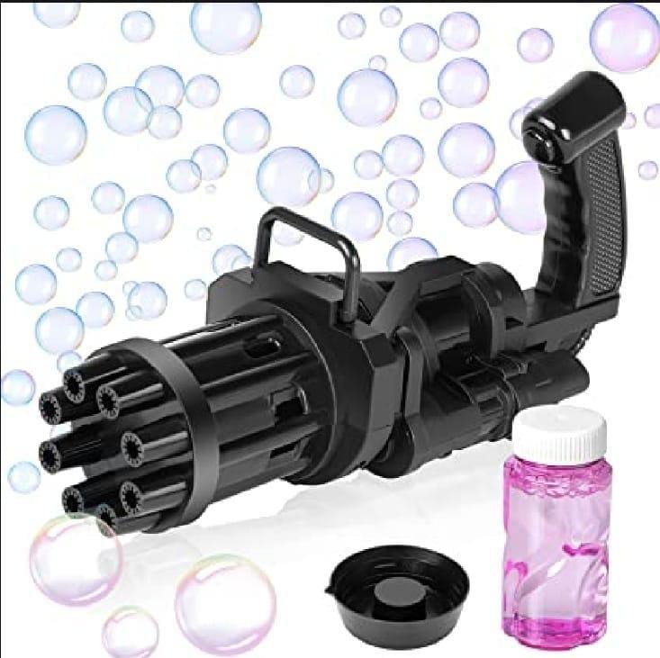 Electric Gatling Bubble Gun – 8-Hole Automatic Bubble Blaster Toy for Kids