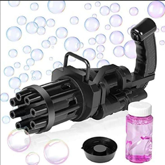 Electric Gatling Bubble Gun – 8-Hole Automatic Bubble Blaster Toy for Kids