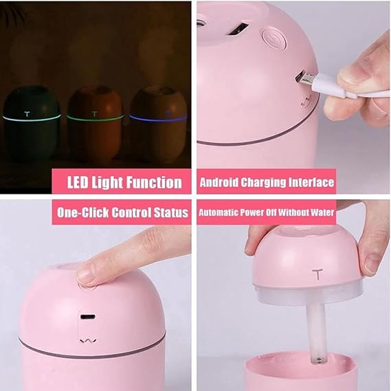 Mini Cute Portable Air Humidifier with RGB Night Light – 220ml