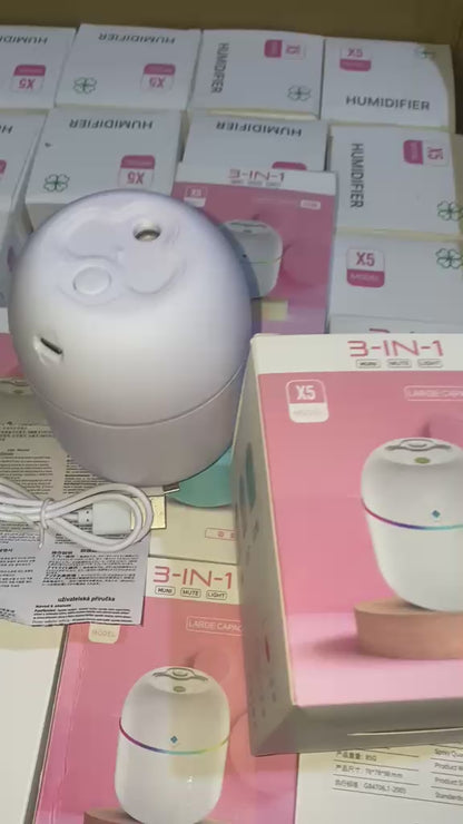 Mini Cute Portable Air Humidifier with RGB Night Light – 220ml