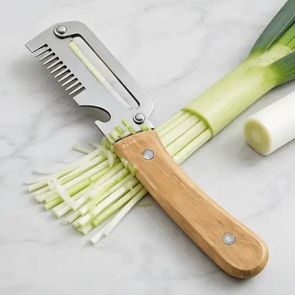 3-in-1 Stainless Steel Peeler, Slicer & Bottle Opener with Wooden Handle